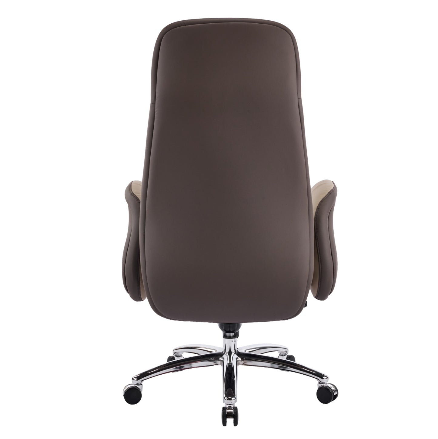 OFFICE CHAIR DRAMON HM18356.02 BEIGE-BROWN PU LEATHER--CHROMED BASE 66x70x132.5Hcm.