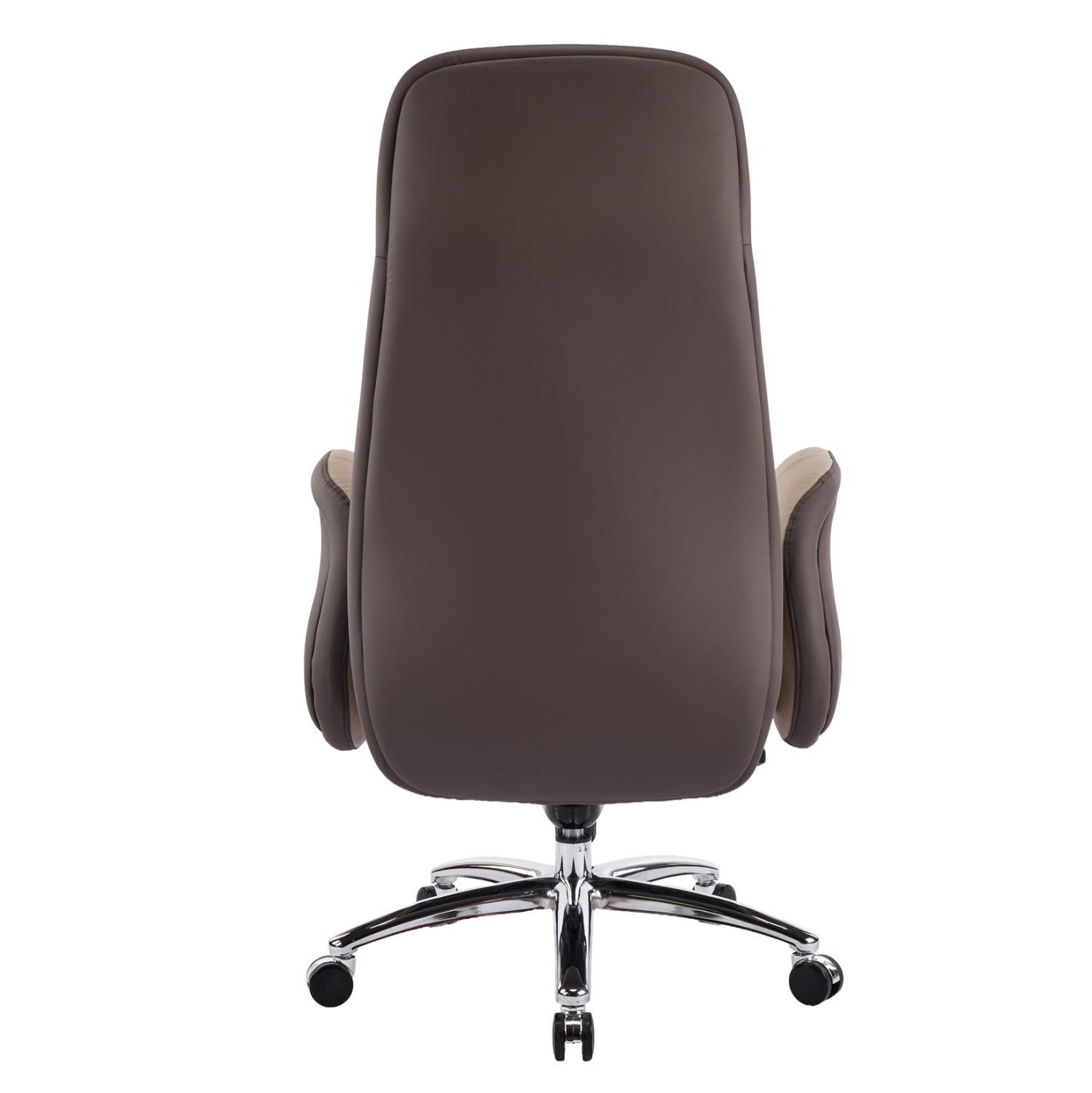 OFFICE CHAIR DRAMON HM18356.02 BEIGE-BROWN PU LEATHER--CHROMED BASE 66x70x132.5Hcm.