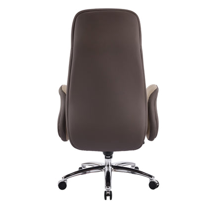 OFFICE CHAIR DRAMON HM18356.02 BEIGE-BROWN PU LEATHER--CHROMED BASE 66x70x132.5Hcm.