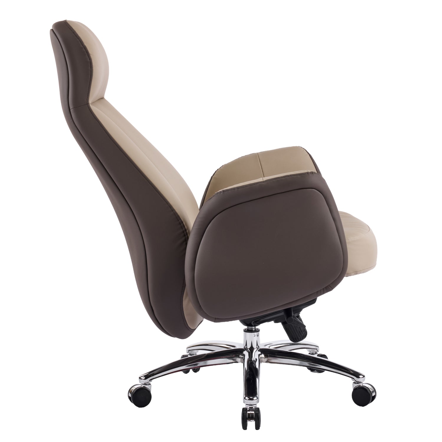 OFFICE CHAIR DRAMON HM18356.02 BEIGE-BROWN PU LEATHER--CHROMED BASE 66x70x132.5Hcm.