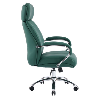 OFFICE CHAIR TOREN HM18357.07 GREEN PU LEATHER--CHROMED BASE 66x74x128Hcm