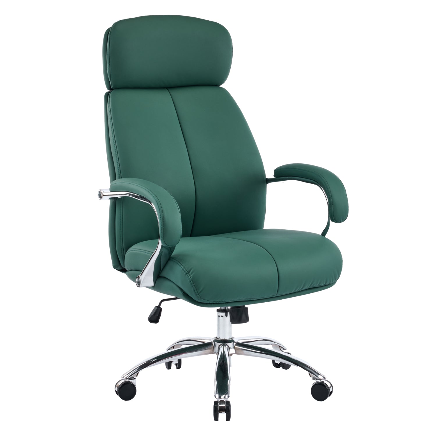 OFFICE CHAIR TOREN HM18357.07 GREEN PU LEATHER--CHROMED BASE 66x74x128Hcm