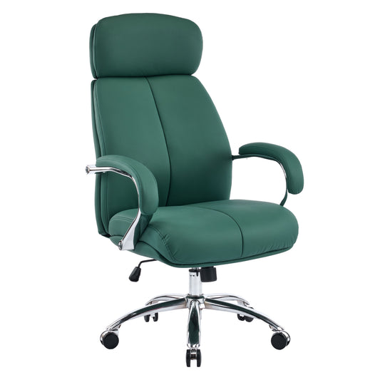 OFFICE CHAIR TOREN HM18357.07 GREEN PU LEATHER--CHROMED BASE 66x74x128Hcm