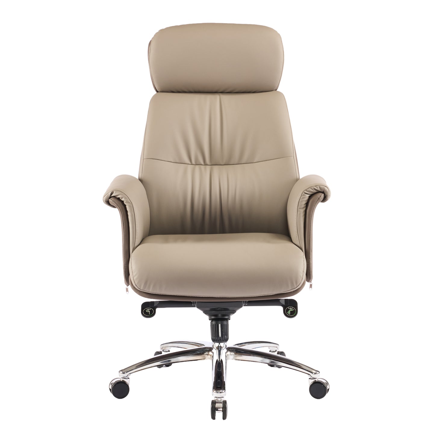 OFFICE CHAIR TOMLIN HM18358.02 BEIGE-BROWN PU LEATHER--CHROMED BASE 72x74x128Hcm.