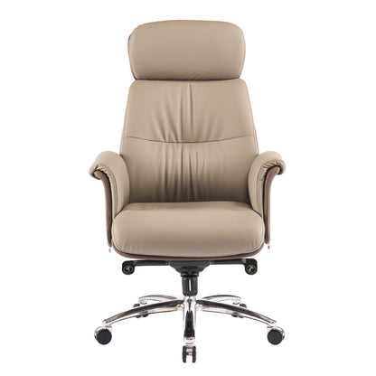 OFFICE CHAIR TOMLIN HM18358.02 BEIGE-BROWN PU LEATHER--CHROMED BASE 72x74x128Hcm.