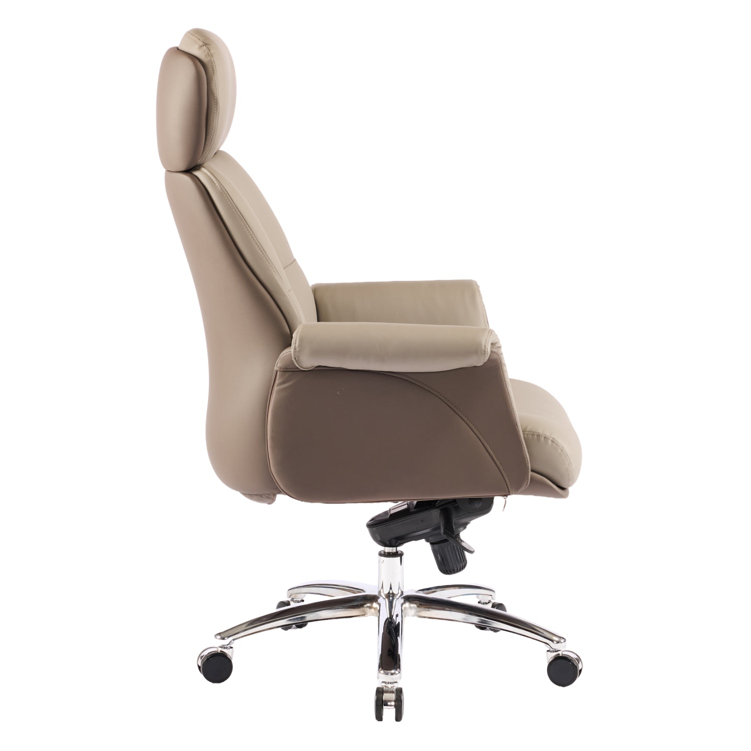 OFFICE CHAIR TOMLIN HM18358.02 BEIGE-BROWN PU LEATHER--CHROMED BASE 72x74x128Hcm.