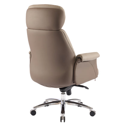 OFFICE CHAIR TOMLIN HM18358.02 BEIGE-BROWN PU LEATHER--CHROMED BASE 72x74x128Hcm.