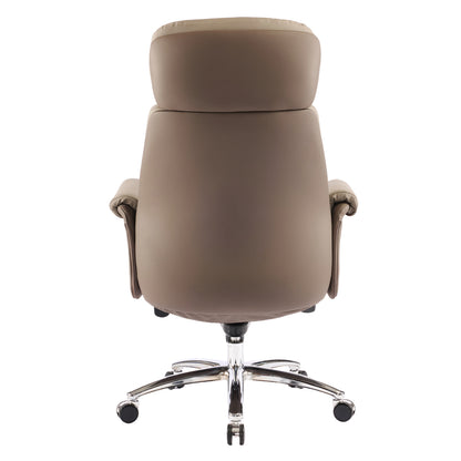 OFFICE CHAIR TOMLIN HM18358.02 BEIGE-BROWN PU LEATHER--CHROMED BASE 72x74x128Hcm.