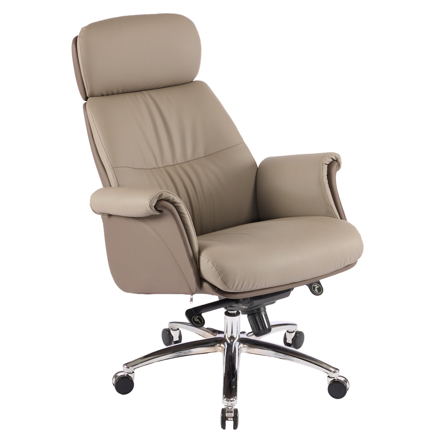 OFFICE CHAIR TOMLIN HM18358.02 BEIGE-BROWN PU LEATHER--CHROMED BASE 72x74x128Hcm.