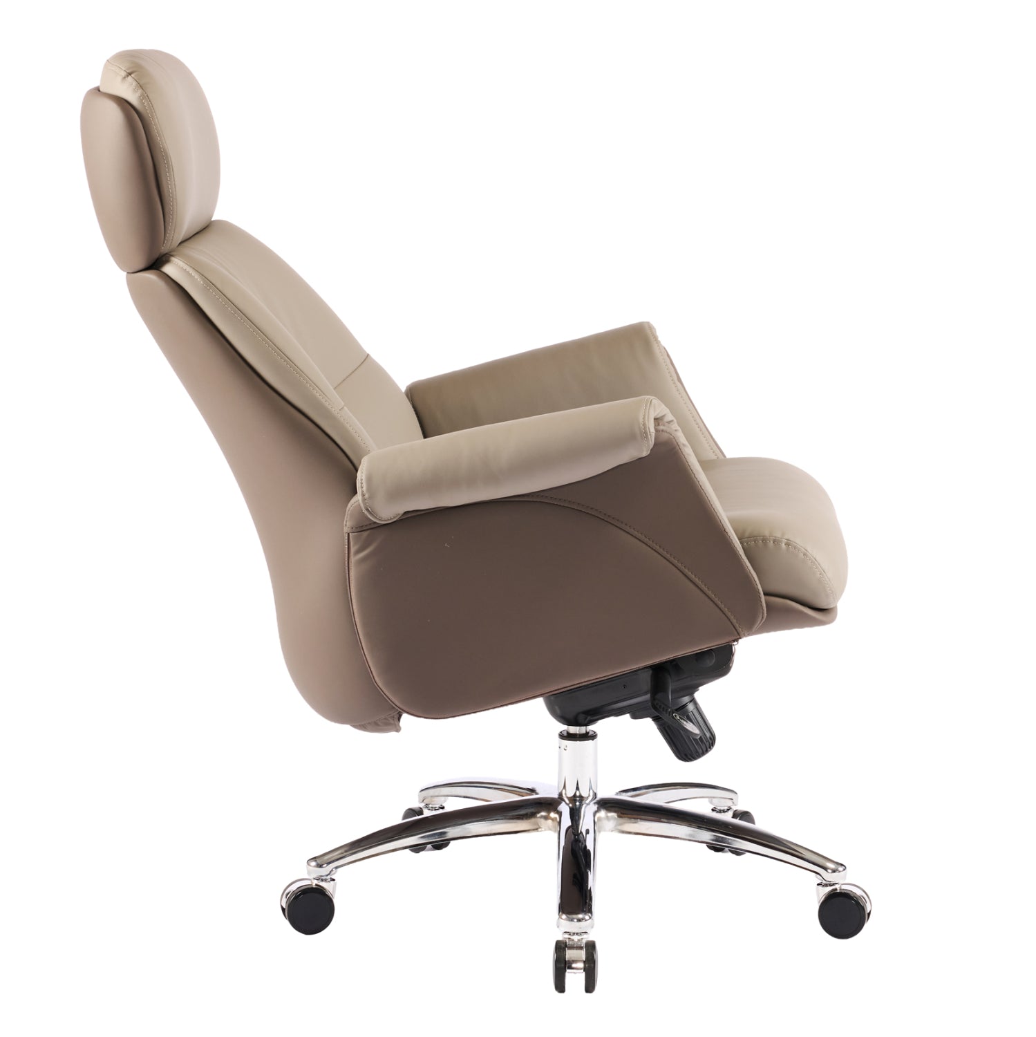 OFFICE CHAIR TOMLIN HM18358.02 BEIGE-BROWN PU LEATHER--CHROMED BASE 72x74x128Hcm.