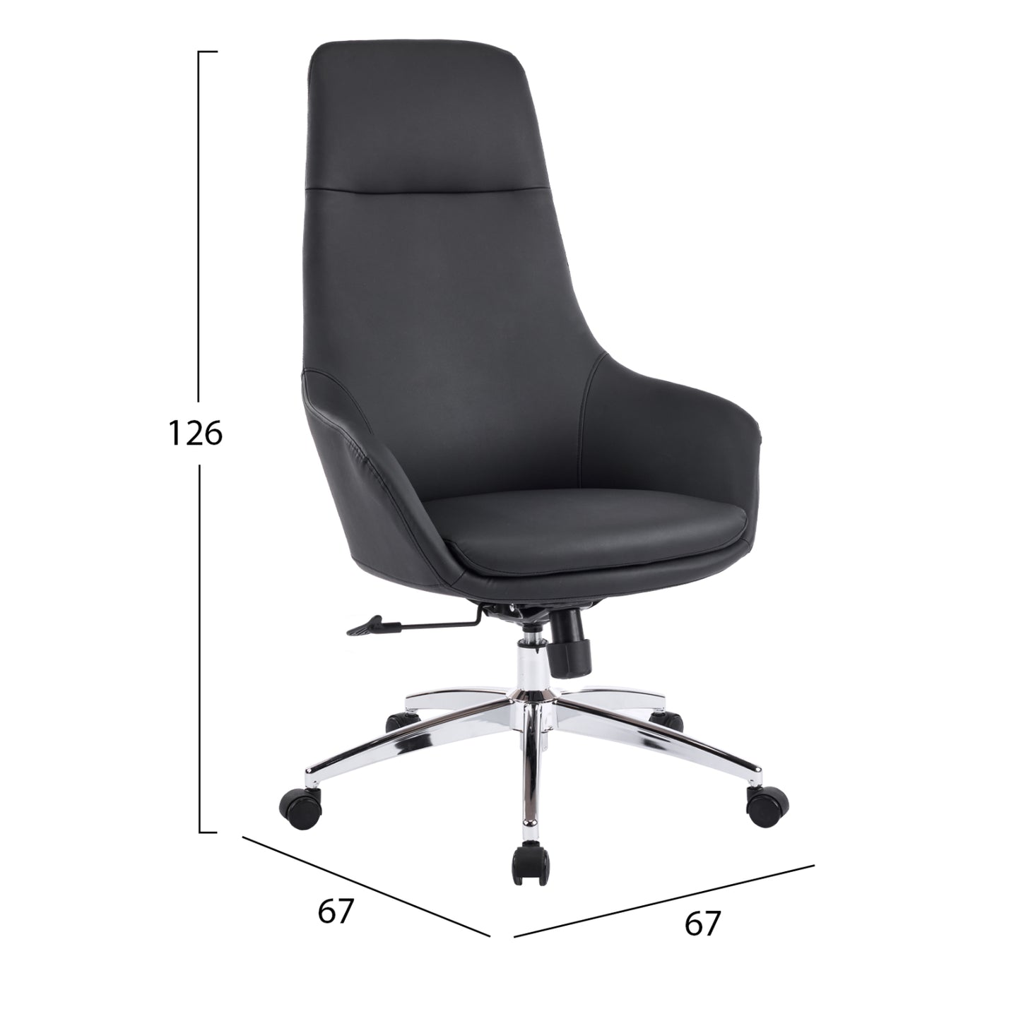 OFFICE CHAIR BEKKER HM18359.01 BLACK PU LEATHER--CHROMED BASE 67x67x126Hcm.