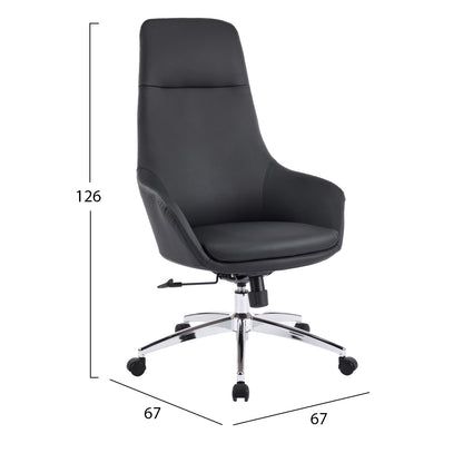 OFFICE CHAIR BEKKER HM18359.01 BLACK PU LEATHER--CHROMED BASE 67x67x126Hcm.