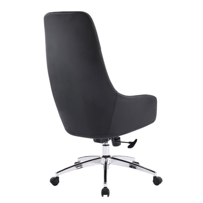 OFFICE CHAIR BEKKER HM18359.01 BLACK PU LEATHER--CHROMED BASE 67x67x126Hcm.