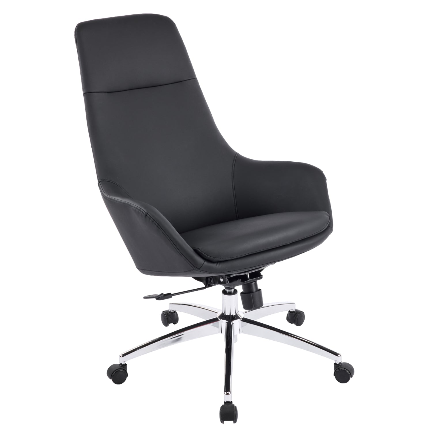 OFFICE CHAIR BEKKER HM18359.01 BLACK PU LEATHER--CHROMED BASE 67x67x126Hcm.