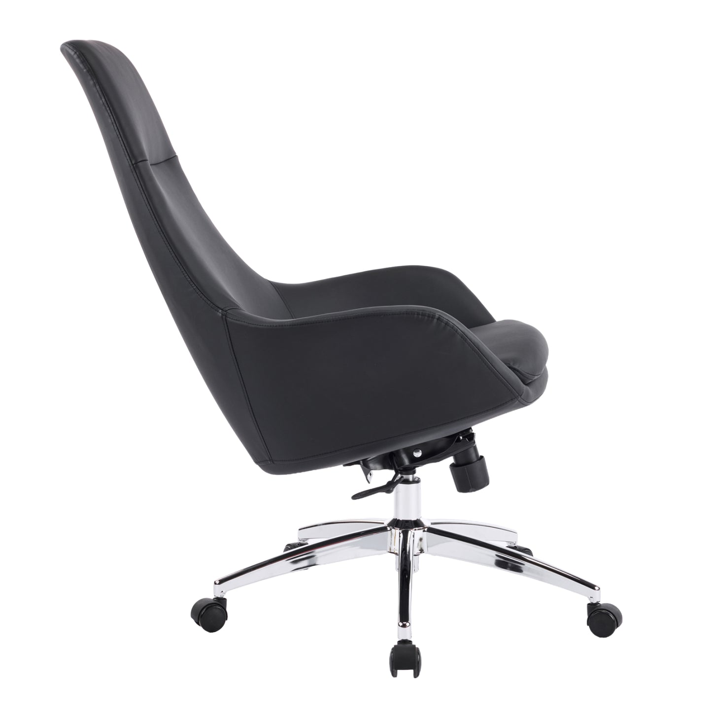 OFFICE CHAIR BEKKER HM18359.01 BLACK PU LEATHER--CHROMED BASE 67x67x126Hcm.