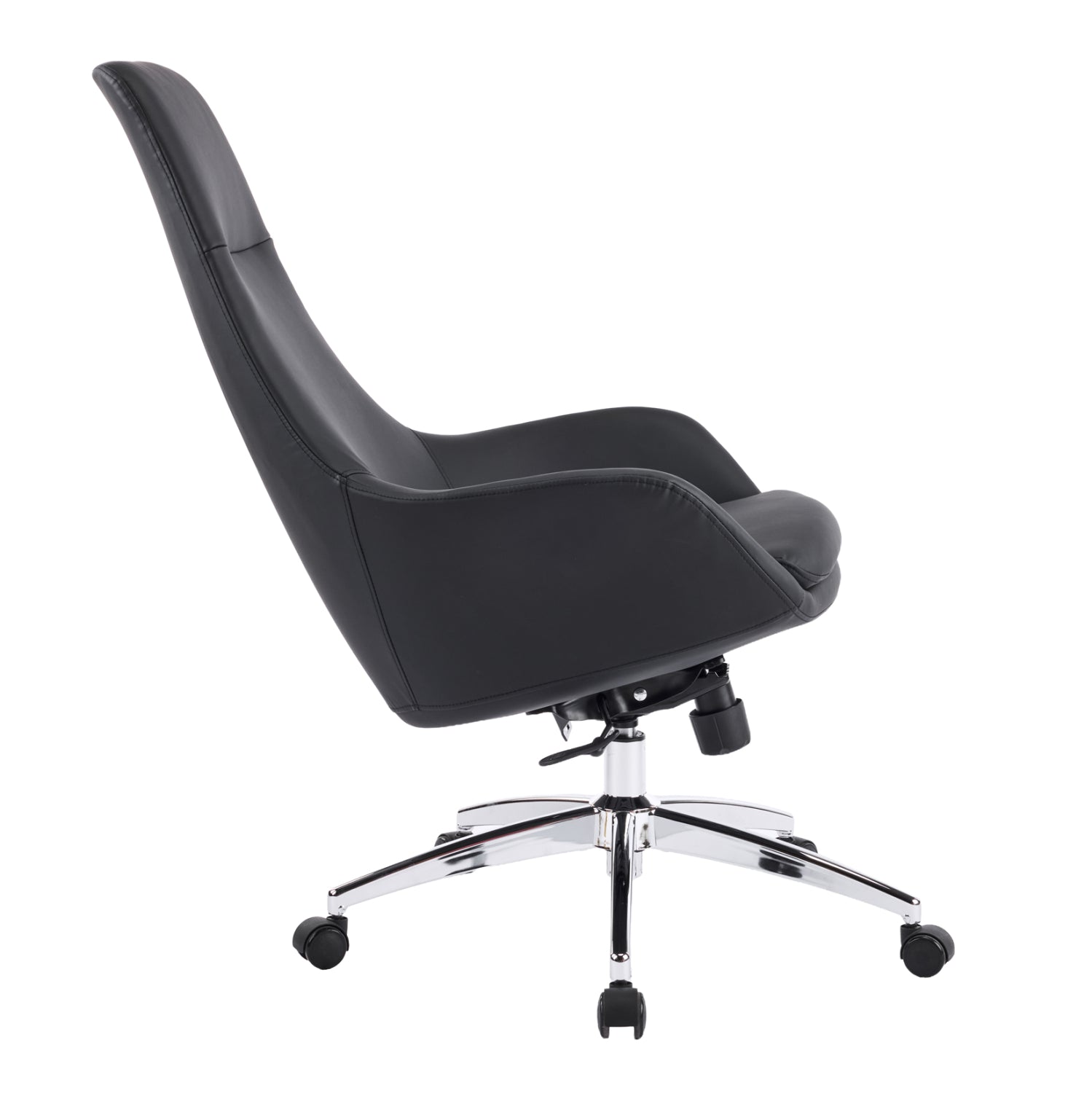 OFFICE CHAIR BEKKER HM18359.01 BLACK PU LEATHER--CHROMED BASE 67x67x126Hcm.