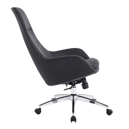 OFFICE CHAIR BEKKER HM18359.01 BLACK PU LEATHER--CHROMED BASE 67x67x126Hcm.