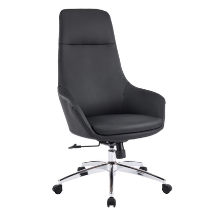 OFFICE CHAIR BEKKER HM18359.01 BLACK PU LEATHER--CHROMED BASE 67x67x126Hcm.