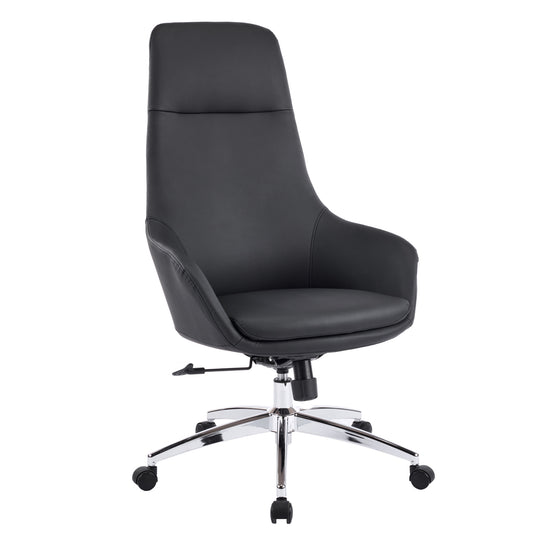 OFFICE CHAIR BEKKER HM18359.01 BLACK PU LEATHER--CHROMED BASE 67x67x126Hcm.