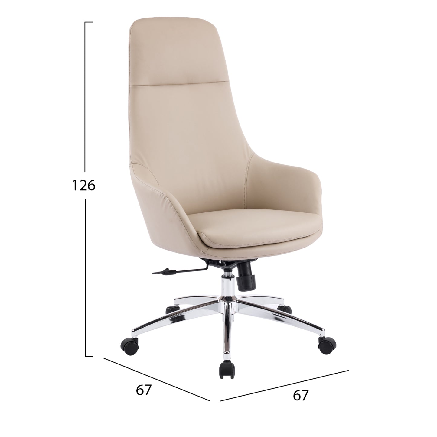 OFFICE CHAIR BEKKER HM18359.02 BEIGE PU LEATHER--CHROMED BASE 67x67x126Hcm.