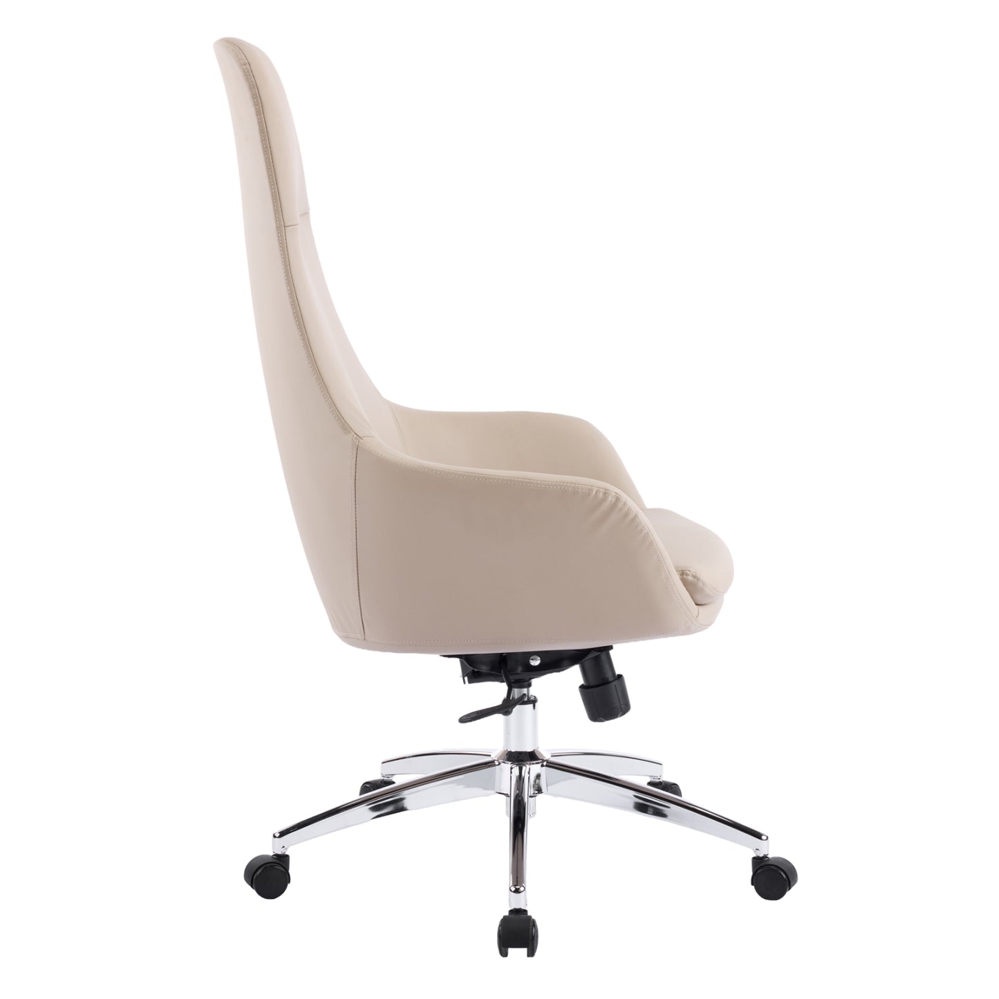 OFFICE CHAIR BEKKER HM18359.02 BEIGE PU LEATHER--CHROMED BASE 67x67x126Hcm.