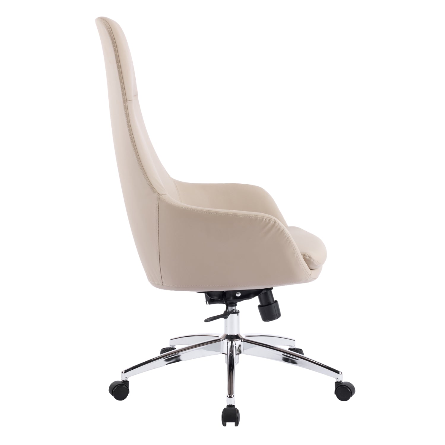 OFFICE CHAIR BEKKER HM18359.02 BEIGE PU LEATHER--CHROMED BASE 67x67x126Hcm.
