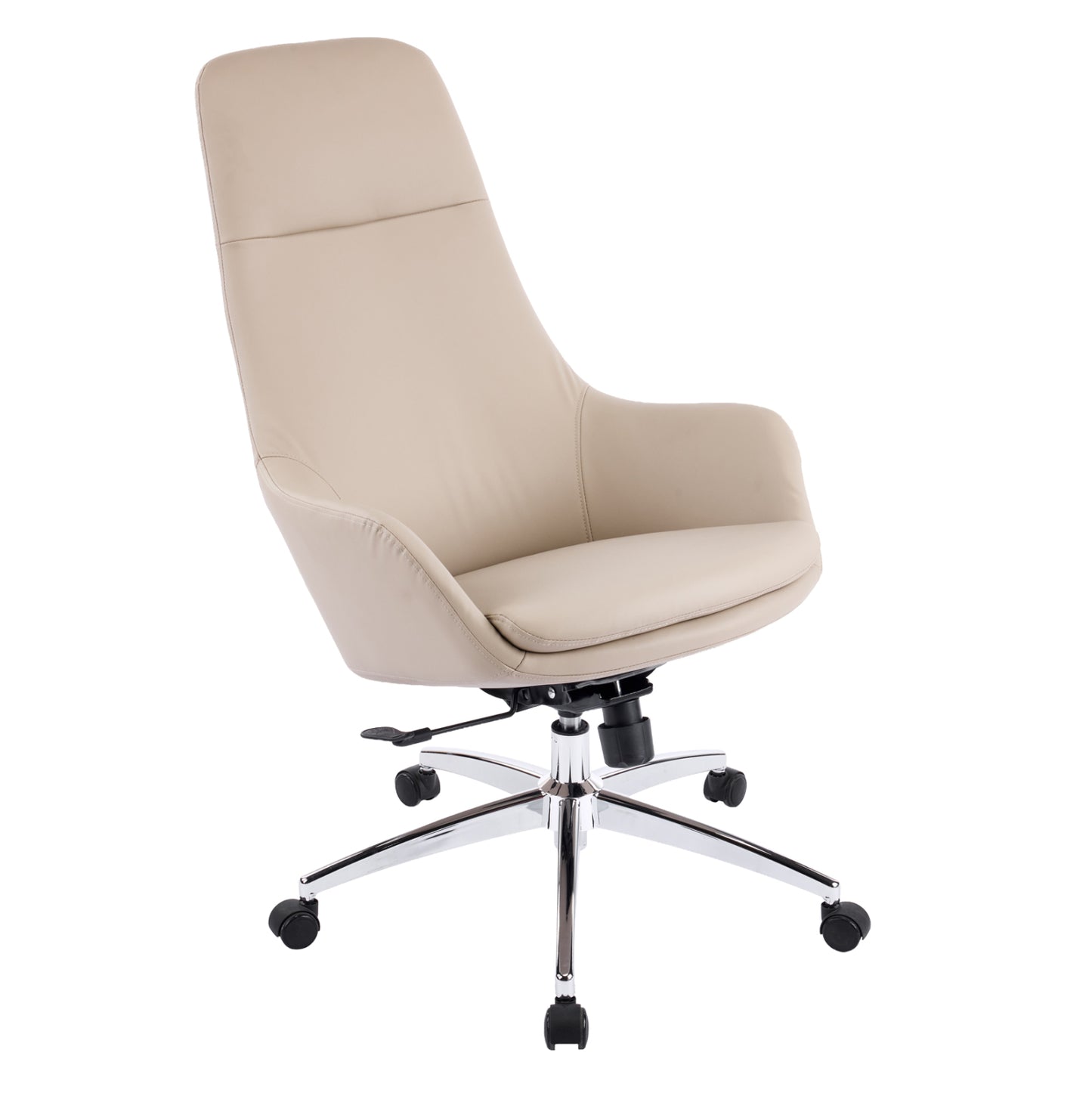 OFFICE CHAIR BEKKER HM18359.02 BEIGE PU LEATHER--CHROMED BASE 67x67x126Hcm.