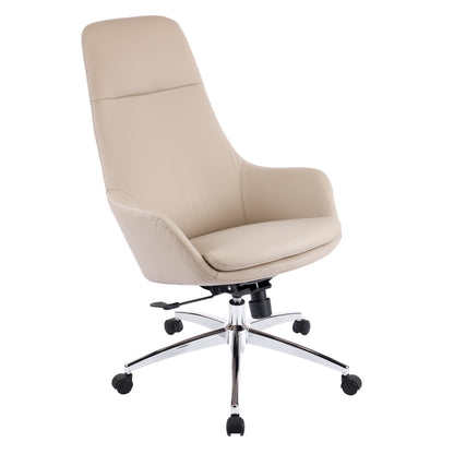 OFFICE CHAIR BEKKER HM18359.02 BEIGE PU LEATHER--CHROMED BASE 67x67x126Hcm.
