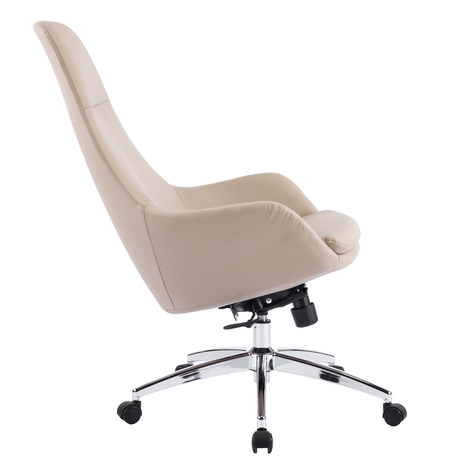 OFFICE CHAIR BEKKER HM18359.02 BEIGE PU LEATHER--CHROMED BASE 67x67x126Hcm.