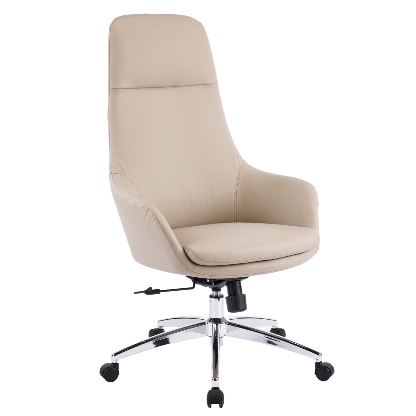 OFFICE CHAIR BEKKER HM18359.02 BEIGE PU LEATHER--CHROMED BASE 67x67x126Hcm.