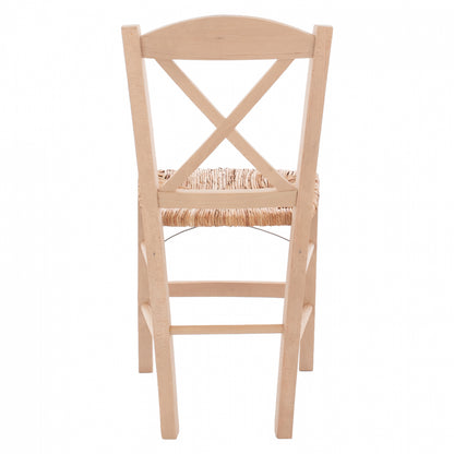 Traditional chair with straw crossed unpainted HM10371.02