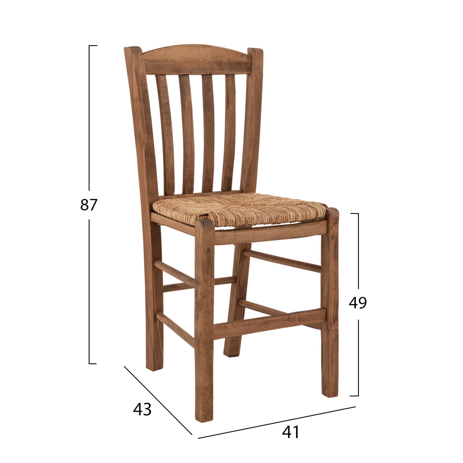 Traditional chair walnut with straw HM10376.01