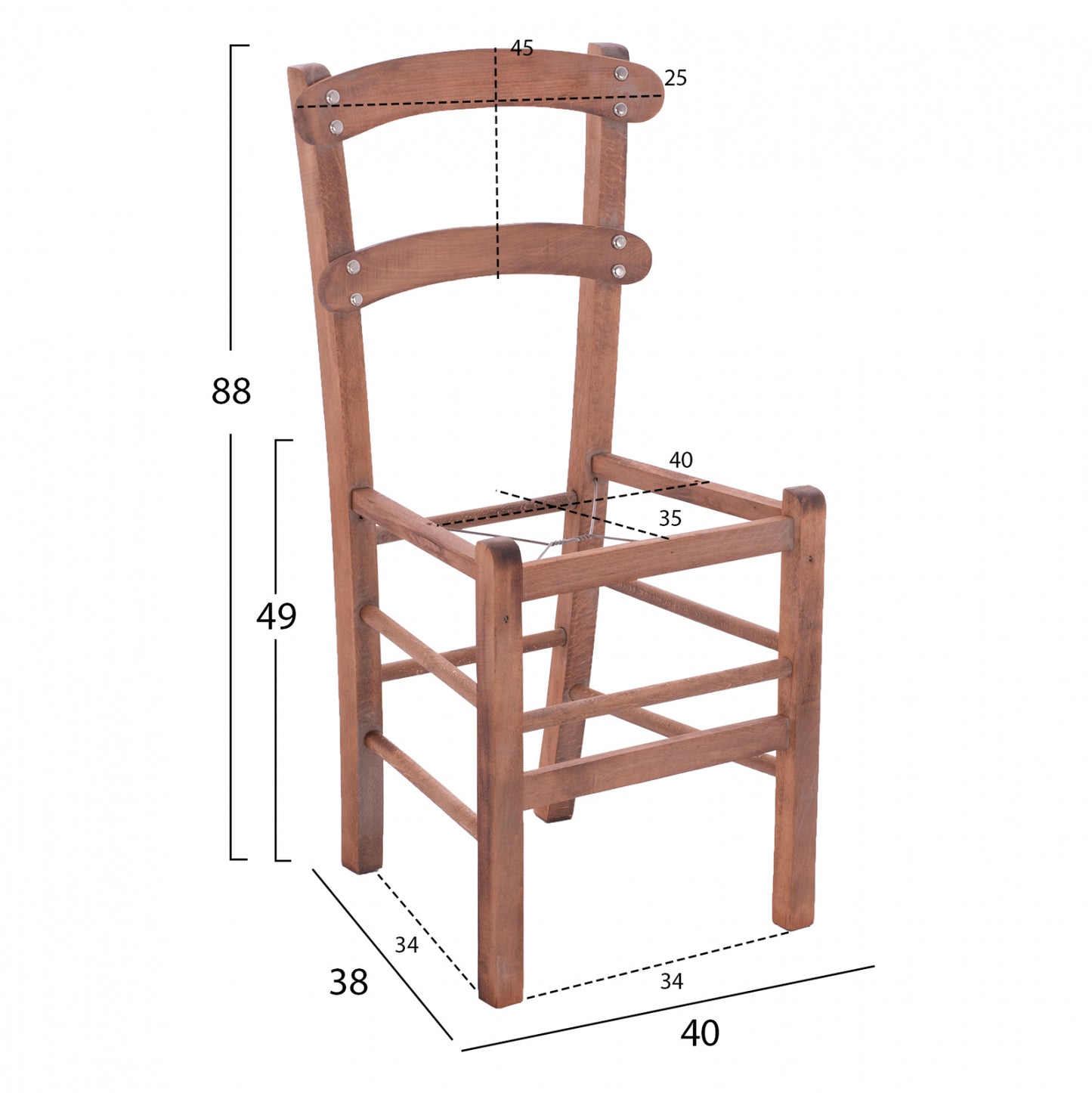 TRADITIONAL COFFEE SHOP CHAIR GENTRY HM5576.01 BEECH WOOD WITH IMPREGNATION IN WALNUT 40x38x88Hcm.