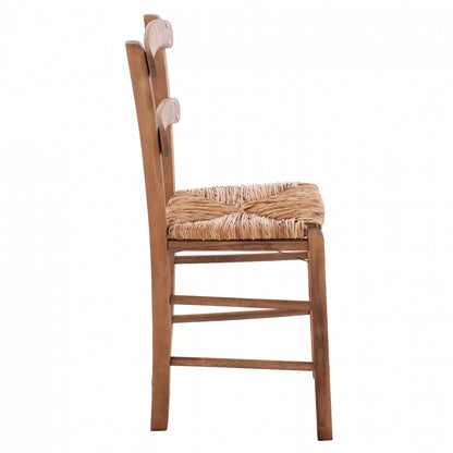 Traditional chair with straw Walnut HM10370.01