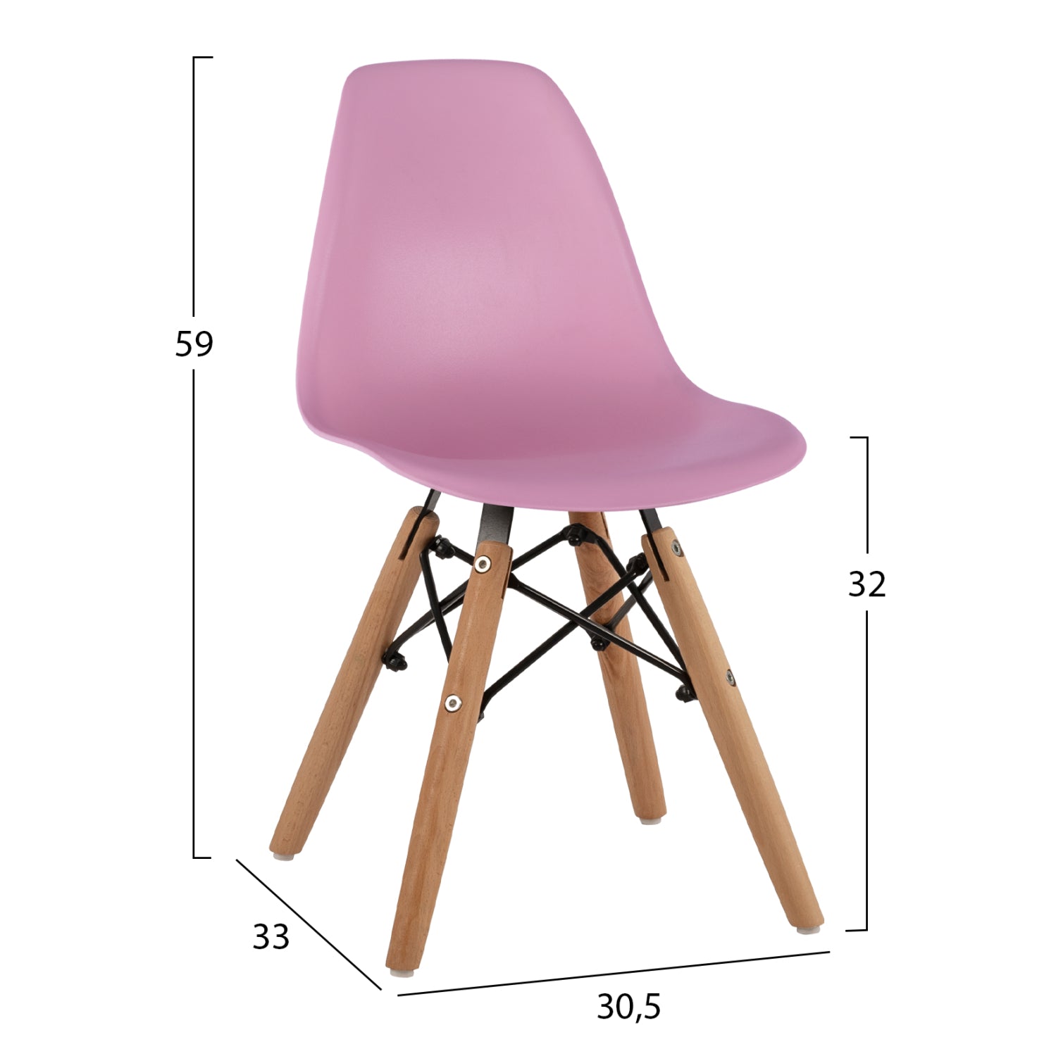Chair Twist Kid HM8453.05 with wooden legs & seat Pink PP 30,5x33x59 cm