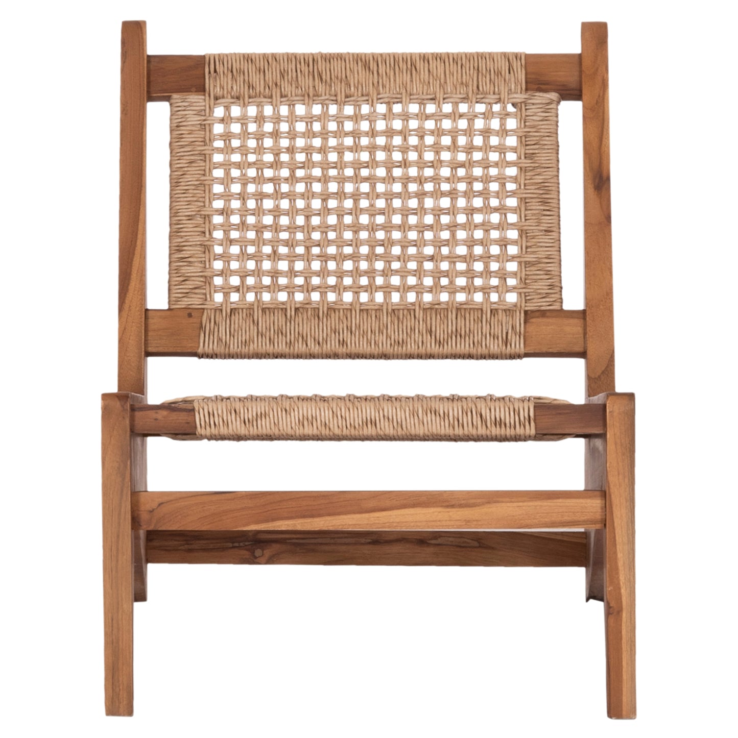LOUNGE CHAIR LUKILLA HM9913 TEAK WOOD IN NATURAL--SYNTHETIC ROPE IN BEIGE 55.5x74x65Hcm.