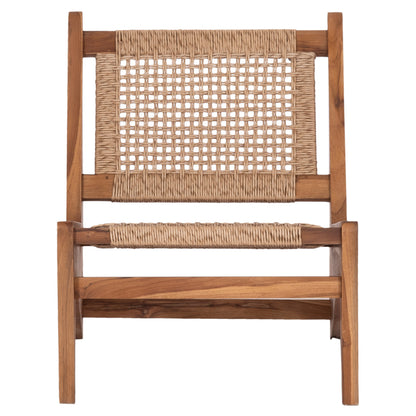 LOUNGE CHAIR LUKILLA HM9913 TEAK WOOD IN NATURAL--SYNTHETIC ROPE IN BEIGE 55.5x74x65Hcm.