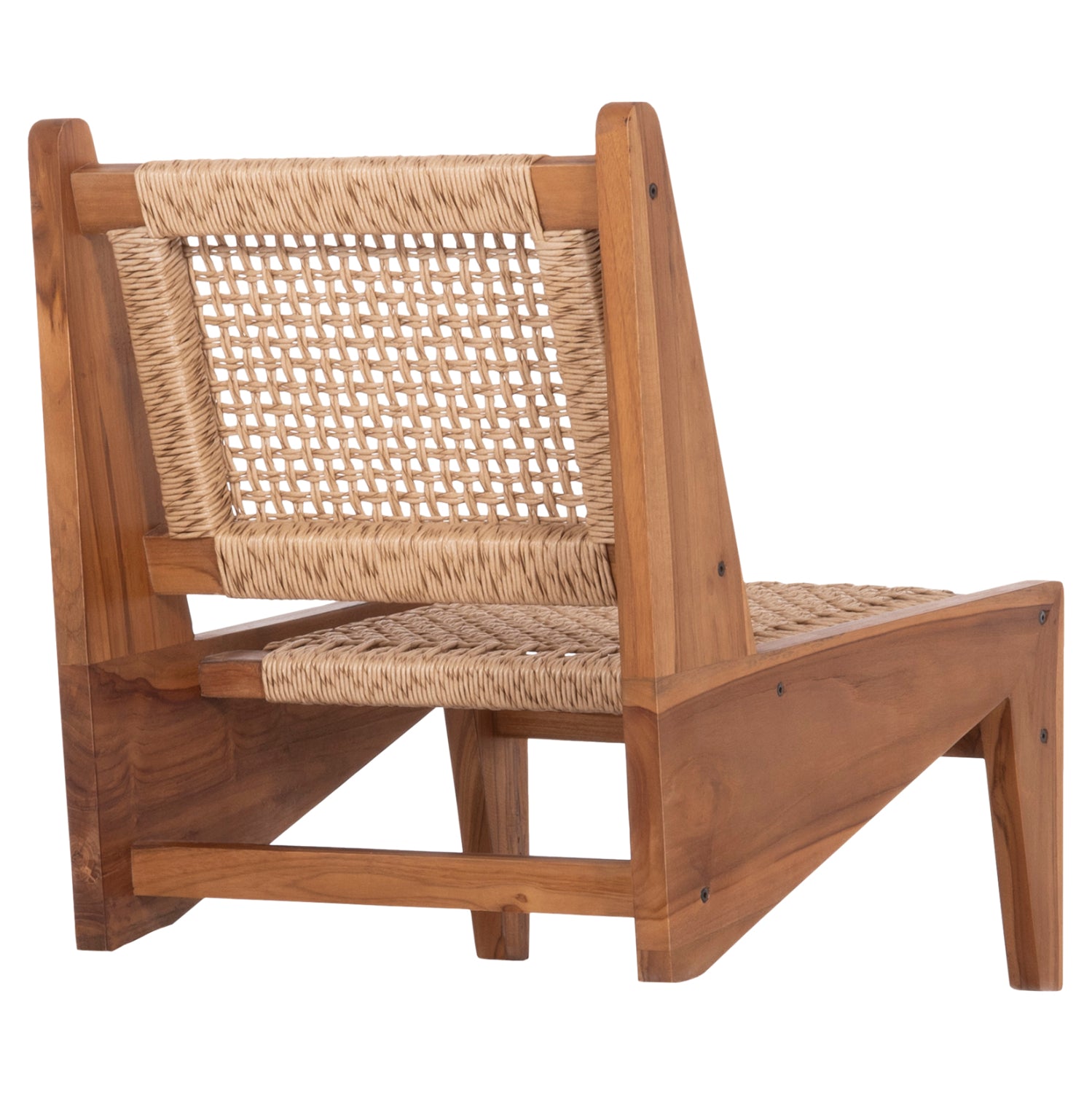 LOUNGE CHAIR LUKILLA HM9913 TEAK WOOD IN NATURAL--SYNTHETIC ROPE IN BEIGE 55.5x74x65Hcm.