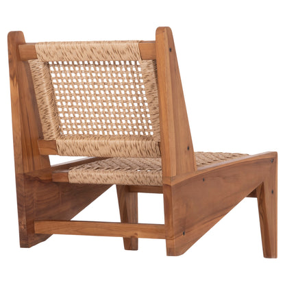 LOUNGE CHAIR LUKILLA HM9913 TEAK WOOD IN NATURAL--SYNTHETIC ROPE IN BEIGE 55.5x74x65Hcm.