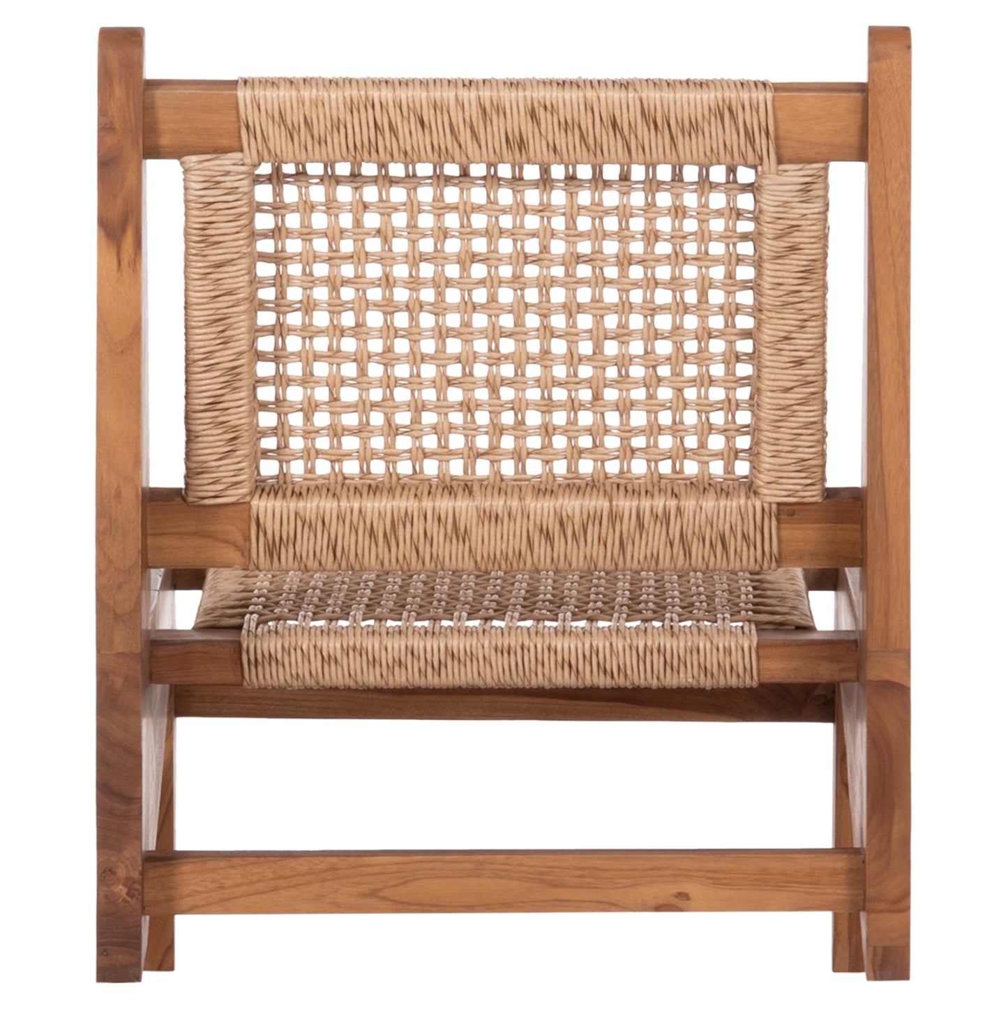 LOUNGE CHAIR LUKILLA HM9913 TEAK WOOD IN NATURAL--SYNTHETIC ROPE IN BEIGE 55.5x74x65Hcm.