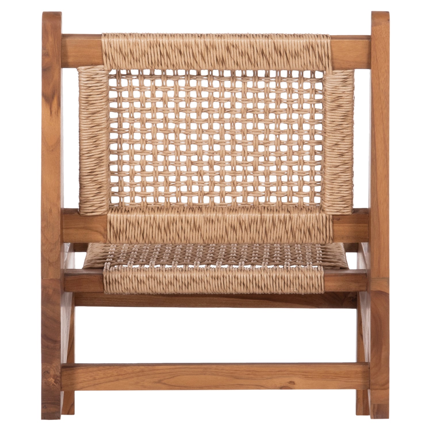 LOUNGE CHAIR LUKILLA HM9913 TEAK WOOD IN NATURAL--SYNTHETIC ROPE IN BEIGE 55.5x74x65Hcm.