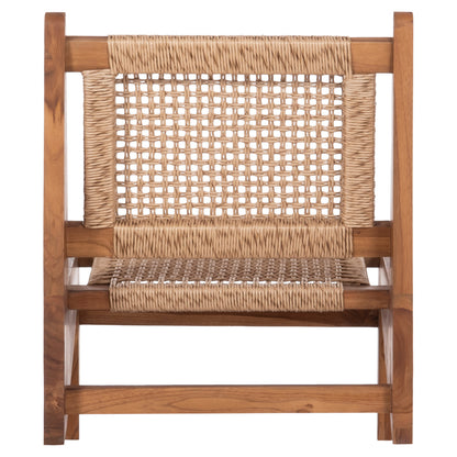 LOUNGE CHAIR LUKILLA HM9913 TEAK WOOD IN NATURAL--SYNTHETIC ROPE IN BEIGE 55.5x74x65Hcm.