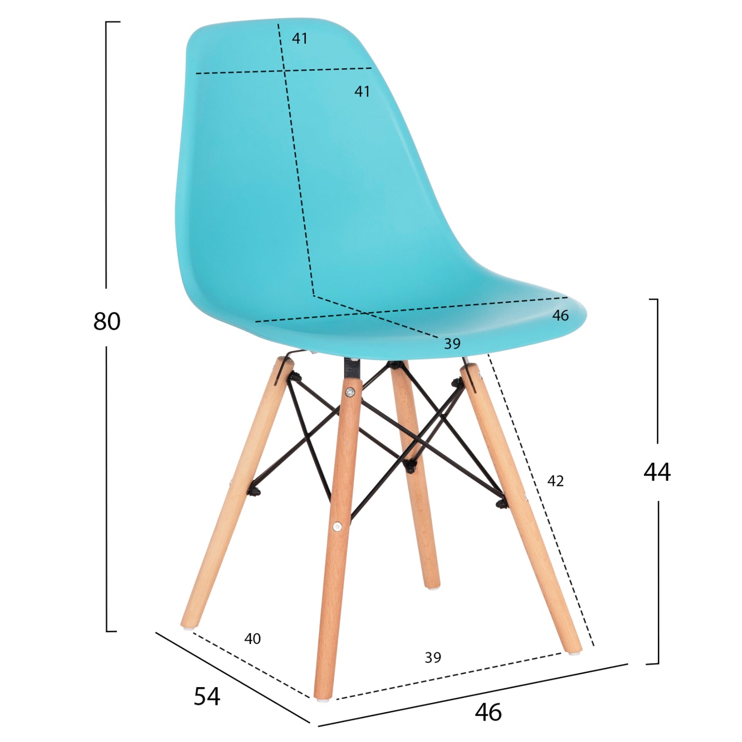 DINING CHAIR TWIST HM8460.08 BEECH WOOD FRAME IN NATURAL-PP SEAT IN TURQUOISE 46x54x80Hcm.