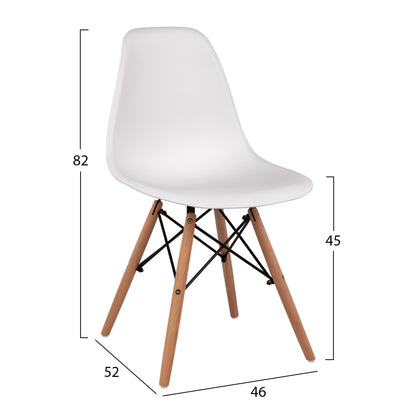 Chair with wooden legs and seat Twistn PP White HM8460.01 46x50x82 cm
