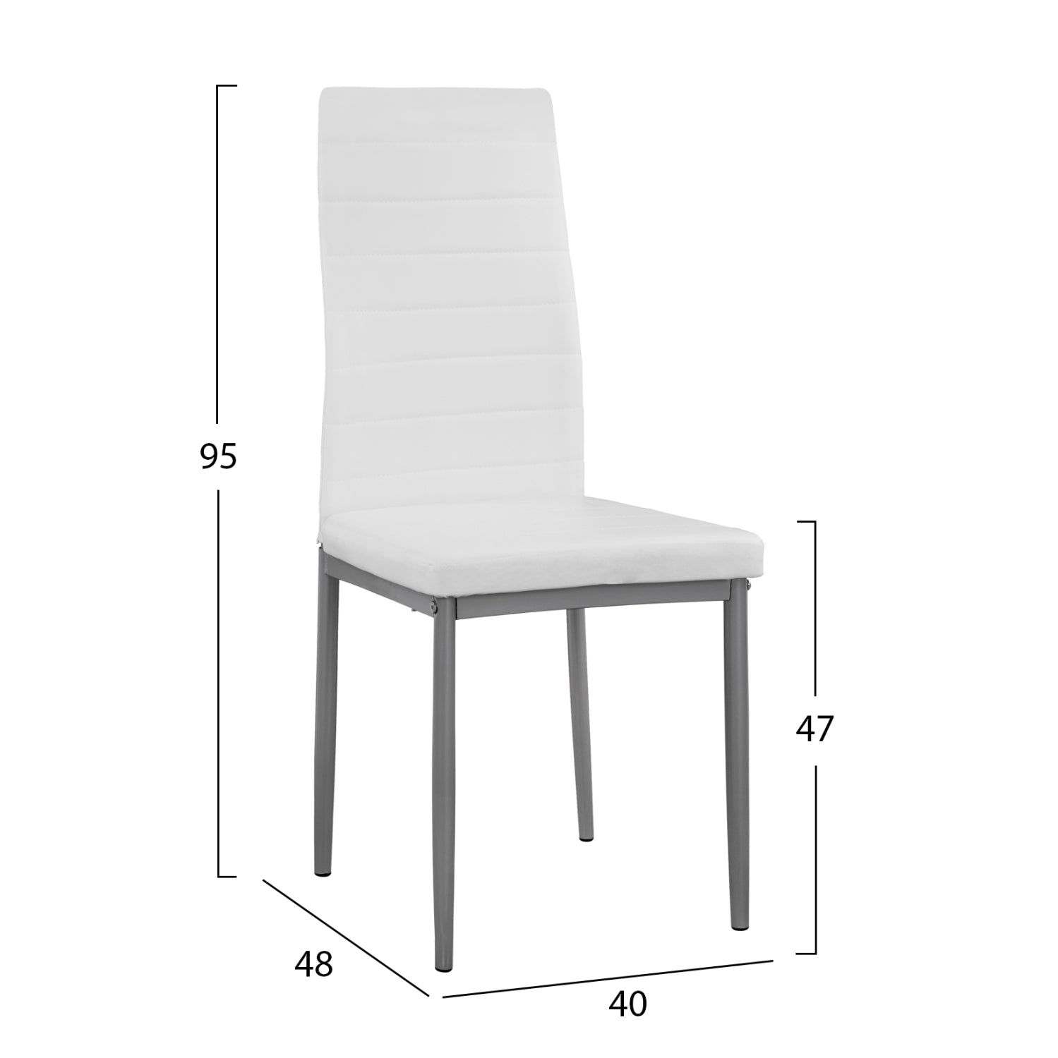 Metallic chair Lady HM0037.11 White PU Metalic Frame K/D 40x48x95H cm