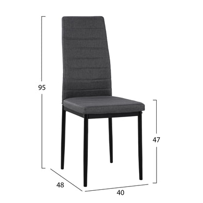 Metallic Chair Lady HM0037.20 Grey fabric with metallic frame K/D 40x48x95