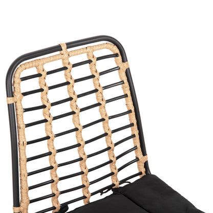 METALLIC DINING CHAIR ALLEGRA HM5691.11 WICKER IN BEIGE-BLACK 51x54x84Hcm.