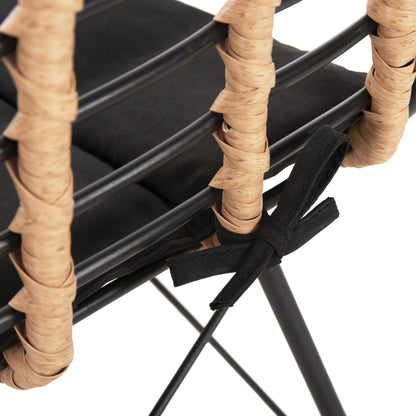 METALLIC DINING CHAIR ALLEGRA HM5691.11 WICKER IN BEIGE-BLACK 51x54x84Hcm.
