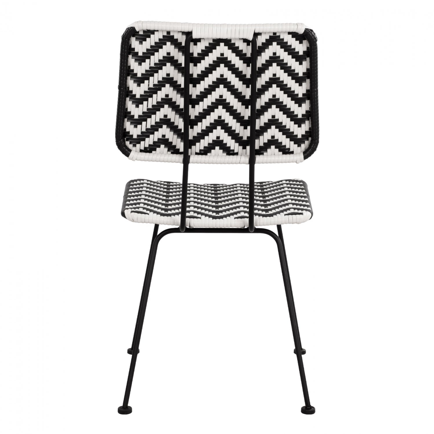 Metallic chair Allegra HM5693 with wivker Black-White 46x56x88cm