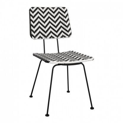 Metallic chair Allegra HM5693 with wivker Black-White 46x56x88cm
